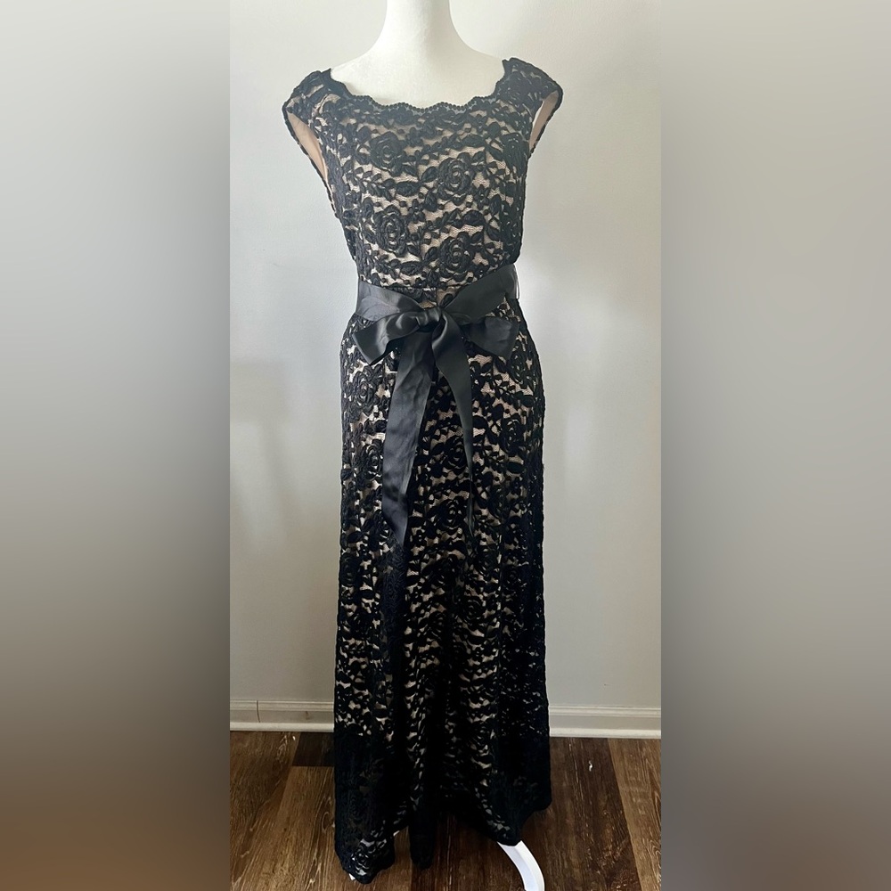R&M Richards Black Lace Maxi Dress